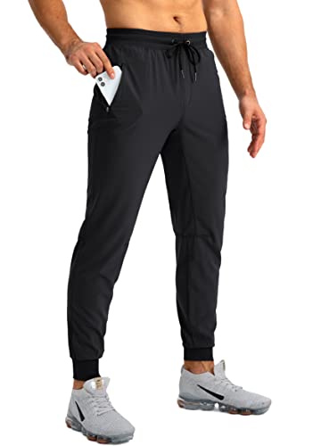 Pudolla Leichte Jogginghose für Herren, mit Reißverschluss-Taschen, LSF 50+, schwarz, Groß von Pudolla