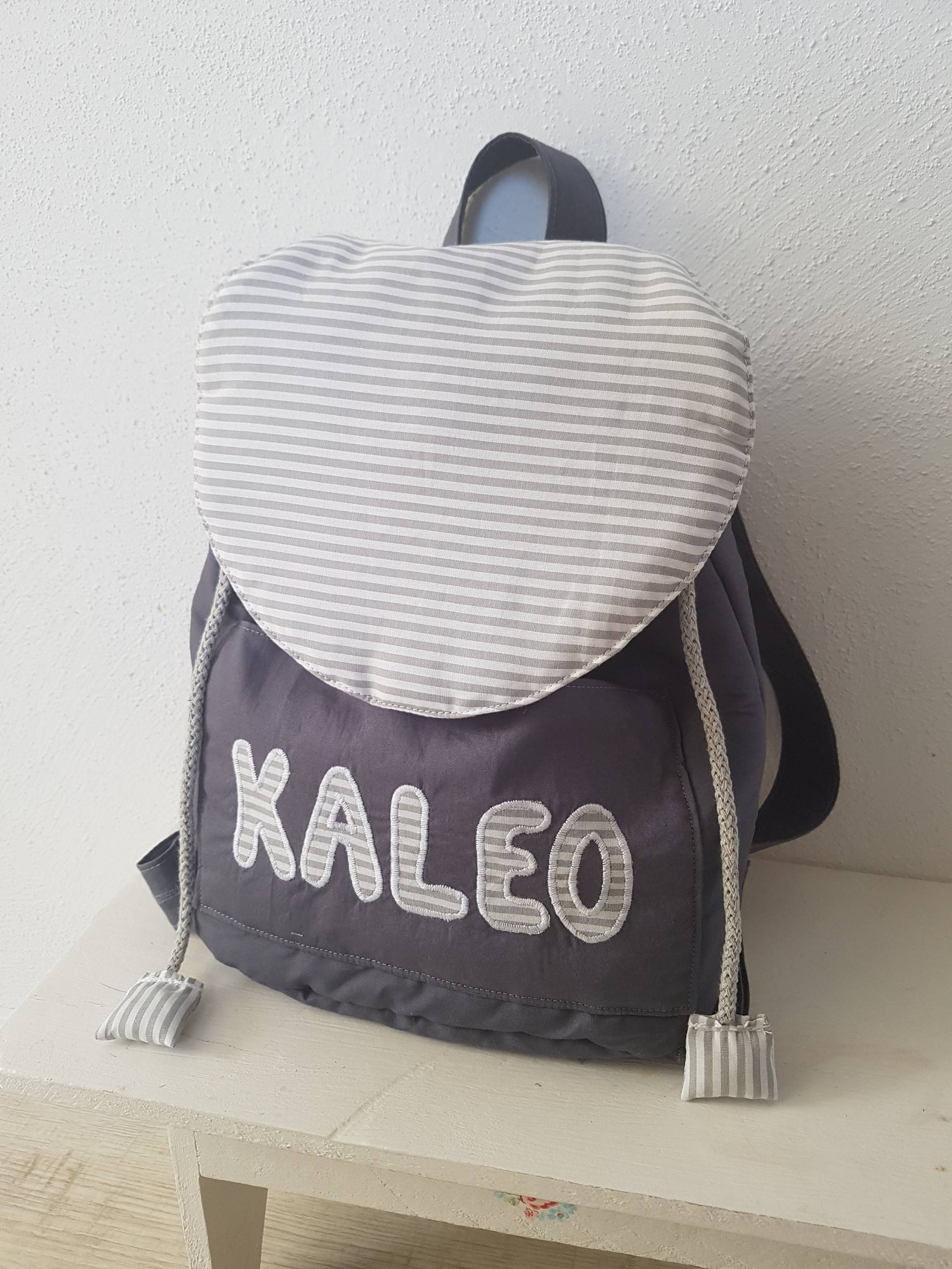 Kindergarten Rucksack Mit Namen Grau von PueppisWelt