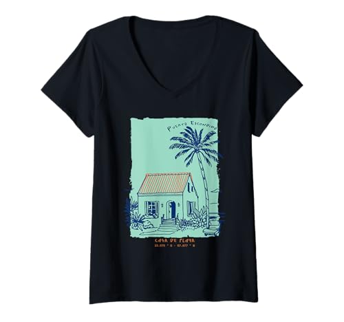 Damen Puerto Escondido Mexiko Surf Souvenir Vintage Oaxaca T-Shirt mit V-Ausschnitt Damen Puerto Escondido Mexiko Surf Souvenir Vintage Oaxaca T-Shirt mit V-Ausschnitt von Puerto Escondido Surf Co.