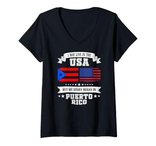 Damen Nuyorican New York Flagge von Puerto Rico Taino Boricua T-Shirt mit V-Ausschnitt von Puerto Rican Flag NY Price Hispanic Heritage Month