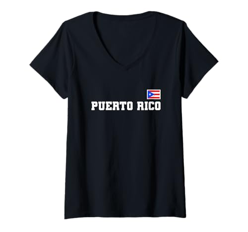 Damen Puerto Rico T-Shirt mit V-Ausschnitt von Puerto Rican Flag & proud Patriots