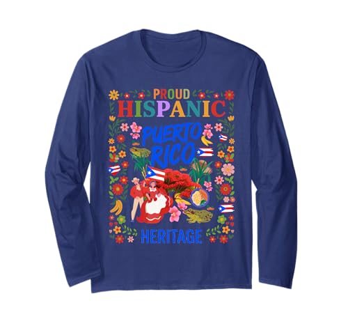 Puerto Rico Flagge Frauen Idee Herencia Hispana Puertorriqueña Langarmshirt von Puerto Rican Hispanic Heritage Month Idea For Kids