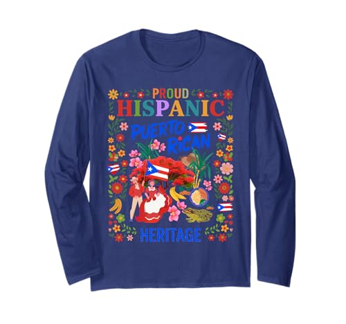 Puerto Rico Flagge Frauen Idee Herencia Hispana Puertorriqueña Langarmshirt von Puerto Rican Hispanic Heritage Month Idea For Kids