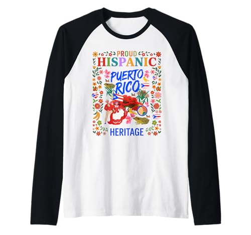 Puerto Rico Flagge Frauen Idee Herencia Hispana Puertorriqueña Raglan von Puerto Rican Hispanic Heritage Month Idea For Kids