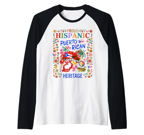 Puerto Rico Flagge Frauen Idee Herencia Hispana Puertorriqueña Raglan von Puerto Rican Hispanic Heritage Month Idea For Kids