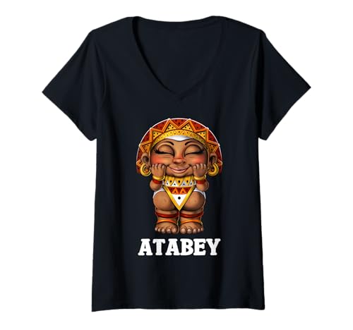 Damen Puerto Rico Atabey Göttin Boricua Puertorikanischer Stolz T-Shirt mit V-Ausschnitt Damen Puerto Rico Atabey Göttin Boricua Puertorikanischer Stolz T-Shirt mit V-Ausschnitt von Puerto Rico Boricua Taino