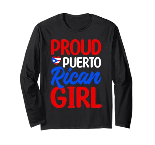 Stolzes puertoricanisches Mädchen Puerto Rico Pride Jugendflagge Langarmshirt von Puerto Rico Heritage Pride Collective