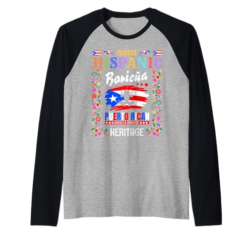 Puertoricanische Flagge, Heritage-Outfit-Idee für Kinder, Boricua-Flagge Raglan von Puerto Rico Hispanic Heritage Ideas For Toddlers