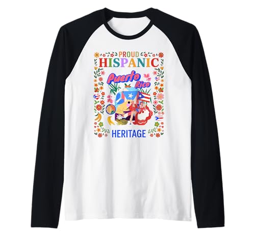 Idee für Damen mit puertoricanischer Flagge Herencia Hispana Puertorriqueña Raglan von Puerto Rico Hispanic Heritage Kids & Toddler Ideas