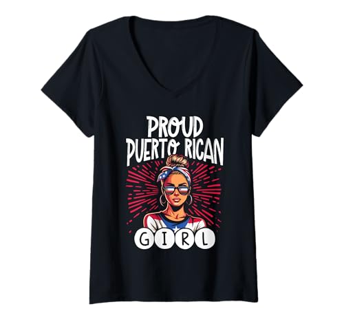 Damen Puerto Rico Stolzes puertoricanisches Modestatement für Mädchen T-Shirt mit V-Ausschnitt Damen Puerto Rico Stolzes puertoricanisches Modestatement für Mädchen T-Shirt mit V-Ausschnitt von Puerto Rico Pride Heritage Series
