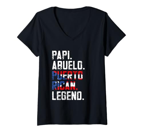 Damen Puerto Rico Papi Abuelo Puertoricanische Legende für Papa T-Shirt mit V-Ausschnitt Damen Puerto Rico Papi Abuelo Puertoricanische Legende für Papa T-Shirt mit V-Ausschnitt von Puerto Rico Pride Legacy Collection
