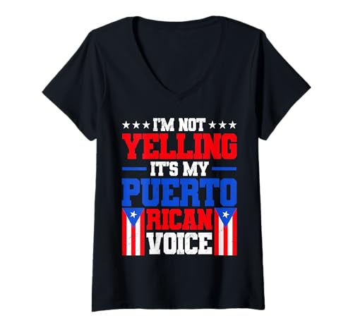 Damen Ich Schreie Nicht, es ist Meine puertoricanische Stimme Puerto Rico T-Shirt mit V-Ausschnitt von Puerto Rico Voice Puerto Rico Pride Family