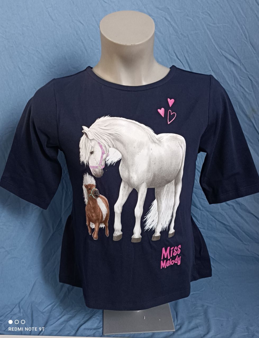 Püttmann Miss Melody Shirt Mädchen Pferd in grau und navy von Püttmann