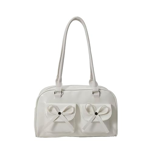 Pufei Leder -Einkaufstasche Bogen Geldbeutel Umhängetasche Ästhetische Handtasche Geldbeutel Damen Achselbeutel Bowlingtasche für Frauen von Pufei