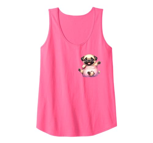 Damen Niedlicher Mops in Einer Tasche Tank Top von Pug Lover Gifts for Women