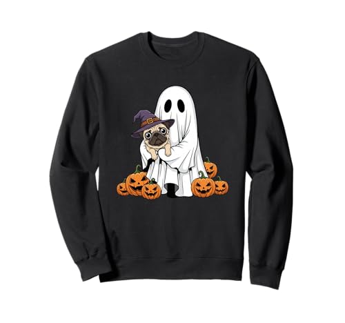 Lustiger Geist Mops Kürbis Halloween Kinder Herren Damen Sweatshirt von Pug Lovers Cute Halloween Outfits for Boy Girl
