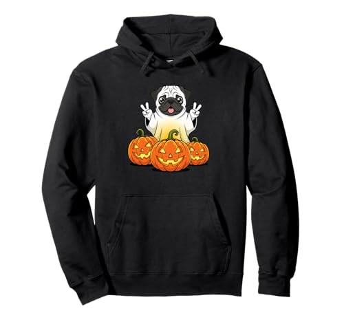 Lustiger Mops Geist Kürbis Boo Halloween Kinder Herren Damen Pullover Hoodie von Pug Lovers Halloween Ghost Pumpkin Outfits