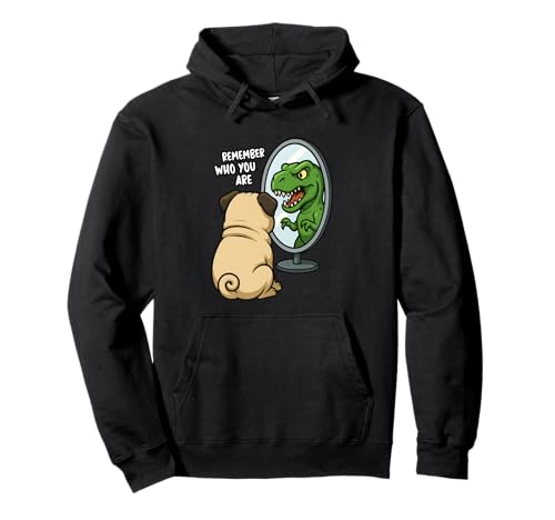 Lustiger Mops Dinosaurier Trex Remember Who You Are Jungen Mädchen Kinder Pullover Hoodie von PugAxis1