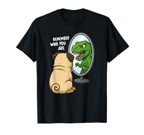 Lustiger Mops Dinosaurier Trex Remember Who You Are Jungen Mädchen Kinder T-Shirt von PugAxis1