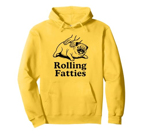 Lustiger Mops Hund Rolling Fatties Mama Papa Kinder Pullover Hoodie von PugAxis1