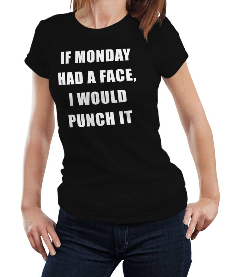 Lustiges Montag Face Punch 100% Baumwolle T-Shirt von PugSwag