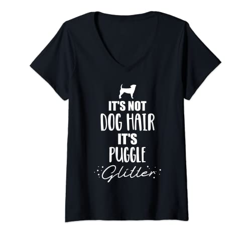 Damen It's not dog hair, it's Puggle T-Shirt mit V-Ausschnitt von Puggle Geschenke