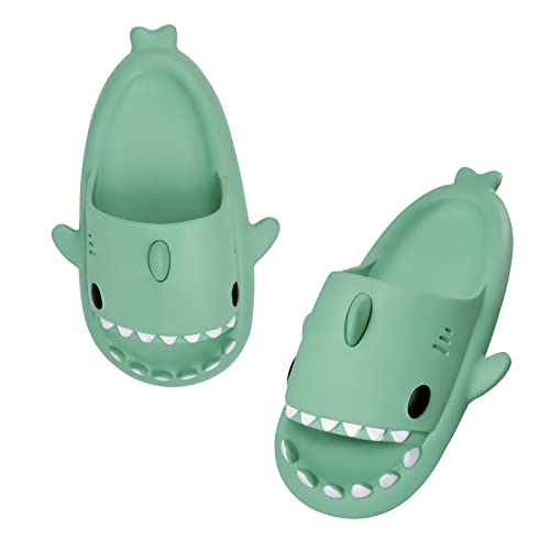 Puimentiua Damen Hai Hausschuhe,Shark Slides Slippers,Sharkis Schuhe,Haifisch Schlappen, Fisch Badelatschen(08-Matcha-Grün,36-37 EU) von Puimentiua