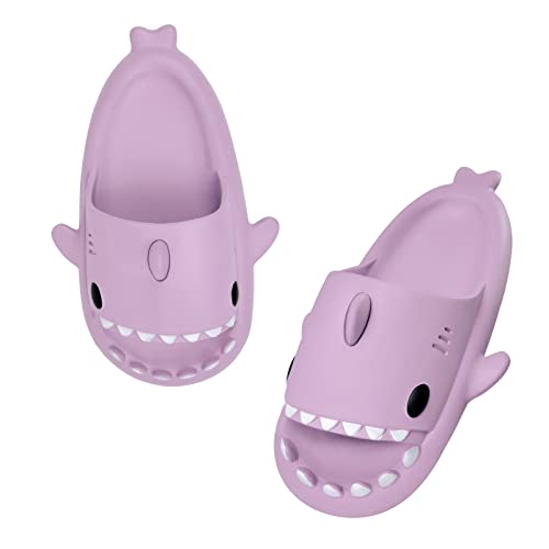 Puimentiua Damen Hai Hausschuhe,Shark Slides Slippers,Sharkis Schuhe,Haifisch Schlappen, Fisch Badelatschen(14- Violett,36-37 EU) von Puimentiua