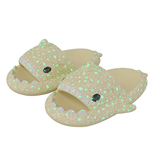 Puimentiua Fluoreszierende Hai Hausschuhe Schlappen,Shark Slippers Slides,Damen Sharky Schuhe,Herren Haifisch Badelatschen | 17- Fluoreszierendes Beige,38-39 EU von Puimentiua