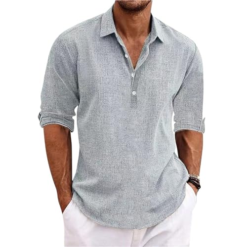 Puimentiua Leinenhemd Herren,Langarm Leichte Sommerhemd,Sommer Leinen Hemden mit Classic Kragen und Knöpfe (Grau,XXL) Puimentiua Leinenhemd Herren,Langarm Leichte Sommerhemd,Sommer Leinen Hemden mit Classic Kragen und Knöpfe (Grau,XXL) von Puimentiua