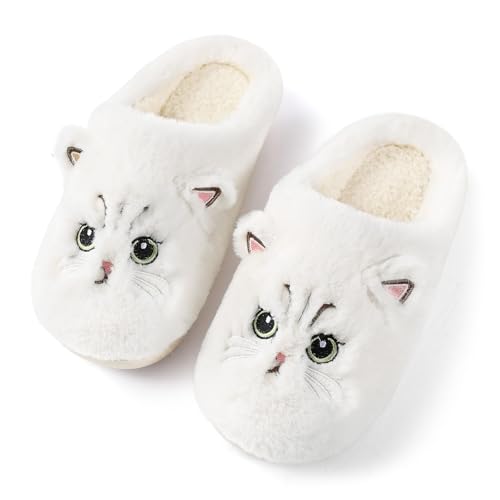Puimentiua Winter Katze Hausschuhe,Damen Plüsch Hausschuhe,Kuschel Lustig Tiere Schuhe,Cat Slippers (Weiss,41-42 EU) Puimentiua Winter Katze Hausschuhe,Damen Plüsch Hausschuhe,Kuschel Lustig Tiere Schuhe,Cat Slippers (Weiss,41-42 EU) von Puimentiua