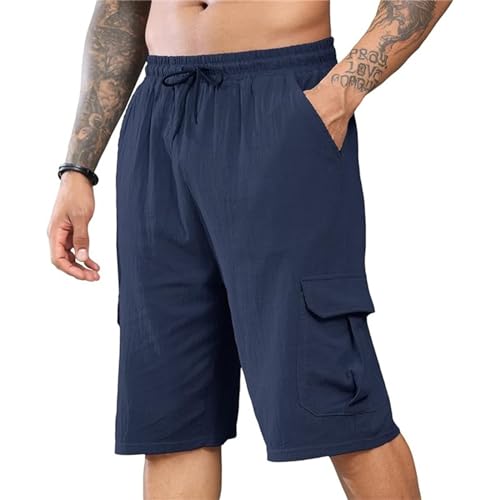 Puimentiua Leinenhose Herren Kurz Sommerhose Cargo Shorts von Puimentiua