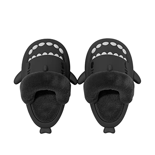 Puimentiua Shark Slides Hai Hausschuhe Damen Plüsch, Wasserdicht Warme Hausschuhe Damen Herren, Flauschige Hausschuhe für Herbst Winter Indoor Outdoor von Puimentiua