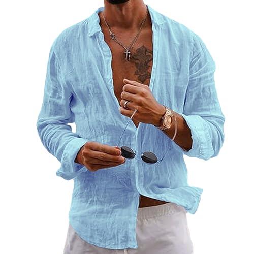 Puimentiua Leinenhemd Herren,Langarm Sommerhemd,Sommer Leinen Hemden mit Classic Kragen und Knopfleiste (Himmelblau,XXL) Puimentiua Leinenhemd Herren,Langarm Sommerhemd,Sommer Leinen Hemden mit Classic Kragen und Knopfleiste (Himmelblau,XXL) von Puimentiua