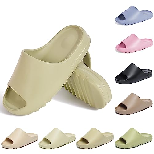 Puimentiua Weiche Open-toe Schlappen,Herren Rutschfest Slides Slippers,Damen Schnelltrocknend Hausschuhe Badelatschen Badeschuhe | B-Grün,38 EU von Puimentiua