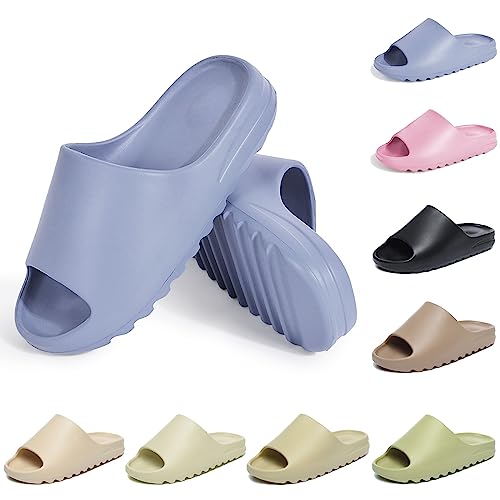 Puimentiua Weiche Open-toe Schlappen,Herren Rutschfest Slides Slippers,Damen Schnelltrocknend Hausschuhe Badelatschen Badeschuhe | M-Blau,44 EU von Puimentiua