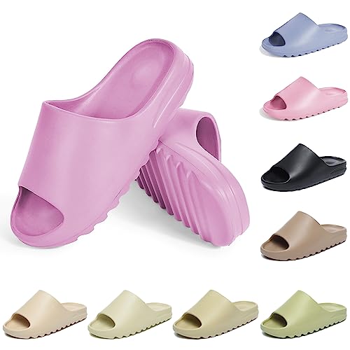 Puimentiua Weiche Open-toe Schlappen,Herren Rutschfest Slides Slippers,Damen Schnelltrocknend Hausschuhe Badelatschen Badeschuhe | O-Lila,37 EU von Puimentiua