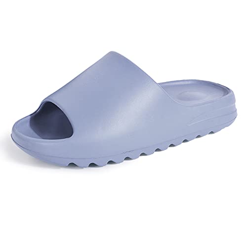 Puimentiua Weiche Open-toe Schlappen,Rutschfest Schnelltrocknend Slippers,Flach Badeschuhe Strand Outdoor,Damen Herren Hausschuhe für Sommer | H- Blau,37 EU von Puimentiua