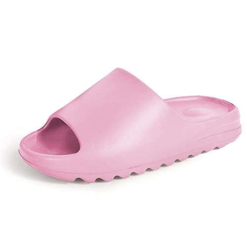 Puimentiua Weiche Open-toe Schlappen,Rutschfest Schnelltrocknend Slippers,Flach Badeschuhe Strand Outdoor,Damen Herren Hausschuhe für Sommer | I- Rosa,39 EU von Puimentiua