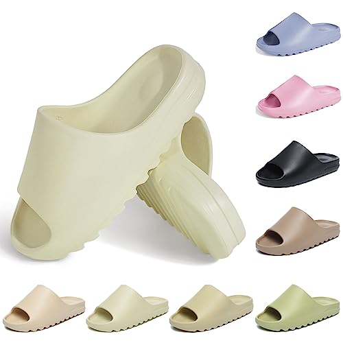 Puimentiua Weiche Open-toe Schlappen,Herren Rutschfest Slides Slippers,Damen Schnelltrocknend Hausschuhe Badelatschen Badeschuhe | C-Weiß,44 EU von Puimentiua