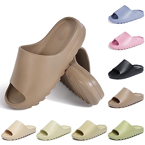 Puimentiua Weiche Open-toe Schlappen,Herren Rutschfest Slides Slippers,Damen Schnelltrocknend Hausschuhe Badelatschen Badeschuhe | D-Braun,43 EU von Puimentiua