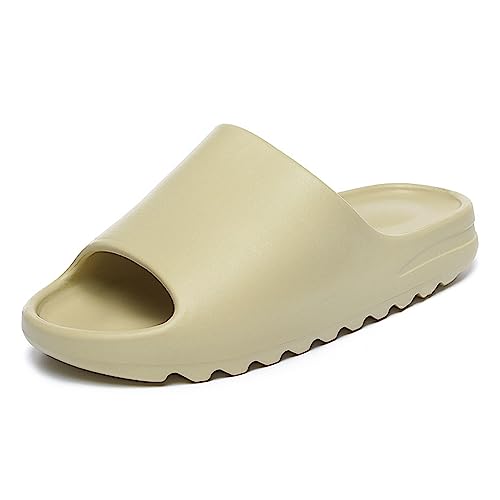 Puimentiua Weiche Open-Toe Schlappen,rutschfest Schnelltrocknend Slippers,Flach Dusch-Badeschuhe Strand Outdoor,Sommer Unisex Slippers,Damen Hausschuhe,Herren Pantoletten | B-Beige,44 EU von Puimentiua