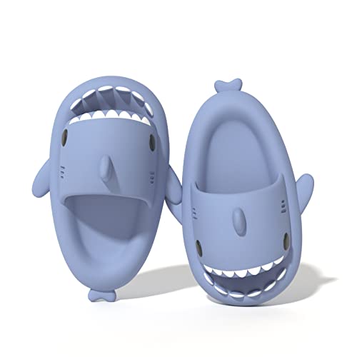 Puimentiua Shark Slides Cute Shark Slippers Lustige Hai Hausschuhe Herren Badelatchen Badeschuhe für Damen Sommer Strand Open Toe Slides Indoor Outdoor,Blau,36/37 von Puimentiua