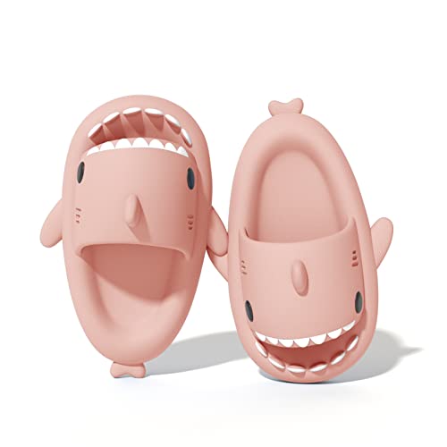 Puimentiua Shark Slides Cute Shark Slippers Lustige Hai Hausschuhe Herren Badelatchen Badeschuhe für Damen Sommer Strand Open Toe Slides Indoor Outdoor,Rosa,38/39 von Puimentiua