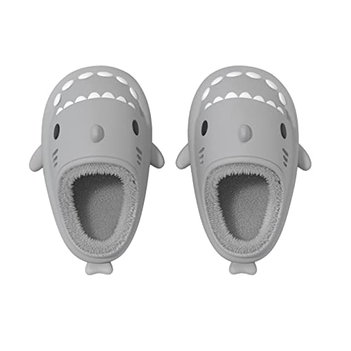 Puimentiua Shark Slides Hai Hausschuhe Damen Plüsch, Wasserdicht Warme Hausschuhe Damen Herren, Flauschige Hausschuhe für Herbst Winter Indoor Outdoor von Puimentiua