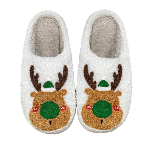 Pukdaswr Weihnachtliche Hausschuhe für Damen und Herren, weicher Plüsch, bequem, warm, flauschig, roter Elch, Weihnachtsmann, Hausschuhe, Hausschuhe, Hausschuhe, Hausschuhe, Grün , 6.5-7.5 Narrow Pukdaswr Weihnachtliche Hausschuhe für Damen und Herren, weicher Plüsch, bequem, warm, flauschig, roter Elch, Weihnachtsmann, Hausschuhe, Hausschuhe, Hausschuhe, Hausschuhe, Grün , 6.5-7.5 Narrow von Pukdaswr