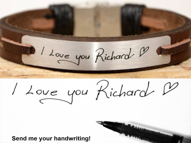 Dein Eigentliches Handschreiben Valentinstag Herrenarmband Vater Geschenkideen Herren Personalisiert Druck Individualisieren Geschenk Unikat von PukkaMen