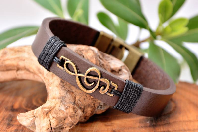 Musiker Männer Armband Geschenk Für Oder Frauen Lederarmband Violinschlüssel Geburtstagsgeschenk Freund Benutzerdefinierte Leder Nachricht von PukkaMen