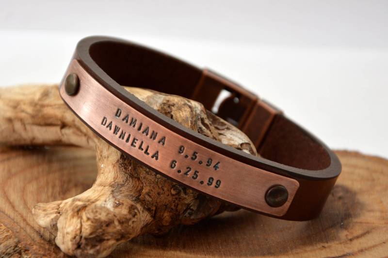 Muttertagsgeschenk Armband Individuell Personalisierte Frauen Leder Nachricht Gravierte Herrenarmband Ehemann Geburtstagsgeschenk Für Ihn von PukkaMen