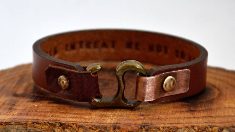 Versteckte Nachricht Männer Personalisieren Geschenk Kupfer Haken Verschluss Armband Für Gravur Benutzerdefinierte Papa Personalisierte Leder von PukkaMen